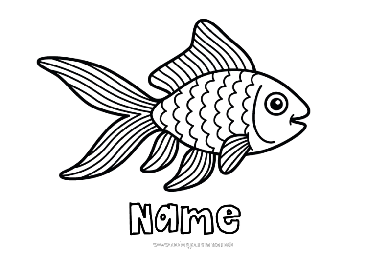 Colouring page to print Animal Fish April Fool's Day Easy Colouring Pages Marine Or Aquatic Animals