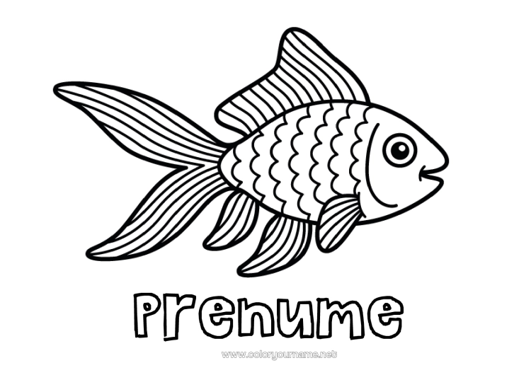 Pagină de colorat de imprimat Animal Pește Păcăleală de 1 aprilie Desene de colorat ușoare Animale marine sau acvatice