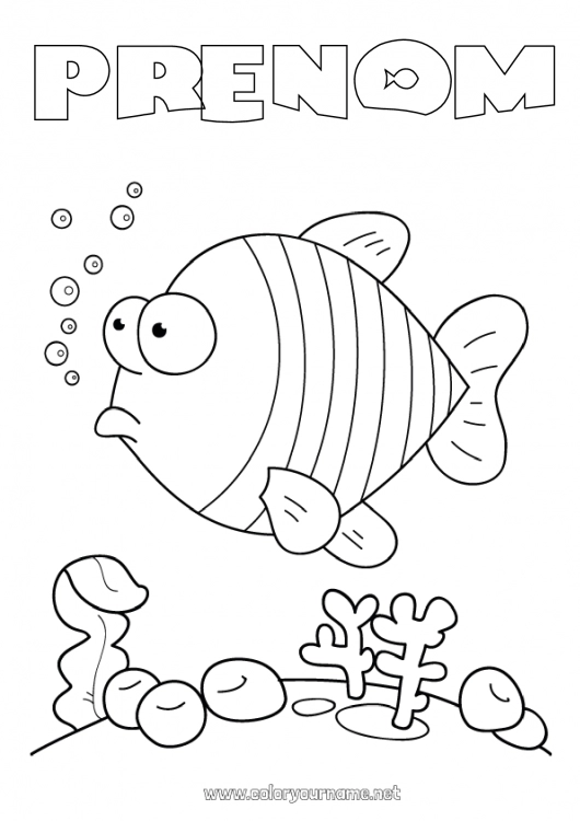 Coloriage à imprimer Été Mer Animal Poisson Animaux marins ou aquatique