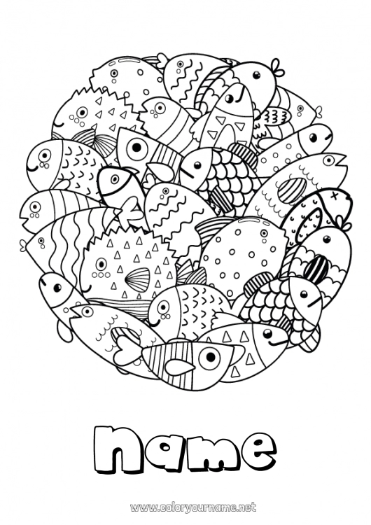 Coloring page to print Animal Fish April Fools' Day Marine or aquatic animals