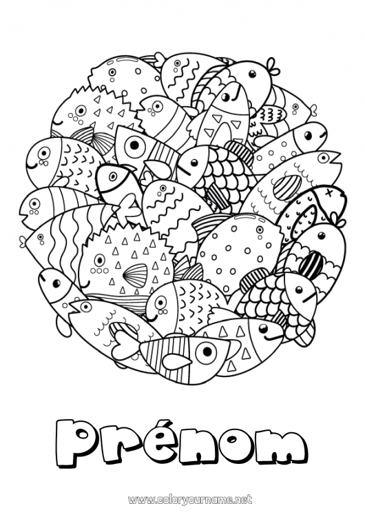 Coloriage à imprimer Animal Poisson Poisson d'avril Animaux marins ou aquatique