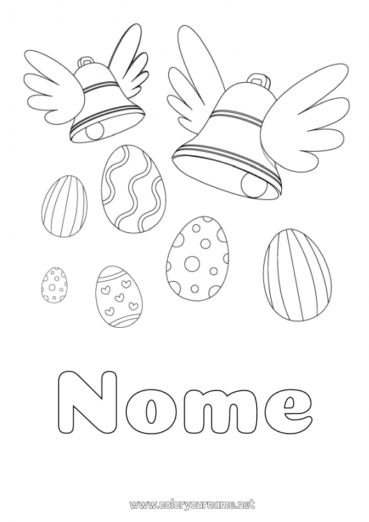 Página de desenho para imprimir Sino Ovos de Páscoa Páscoa
