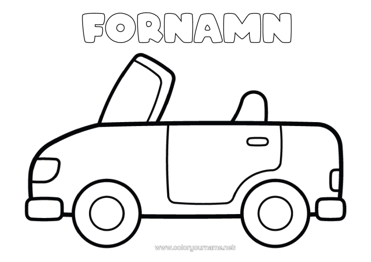Färgläggningssida att skriva ut Fordon Bil Lätta målarbilder Bilar, skåpbilar och husbilar