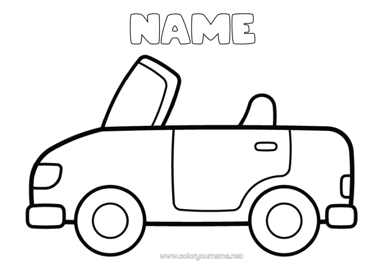 Colouring page to print Vehicles Car Easy Colouring Pages Cars, Vans And Motorhomes