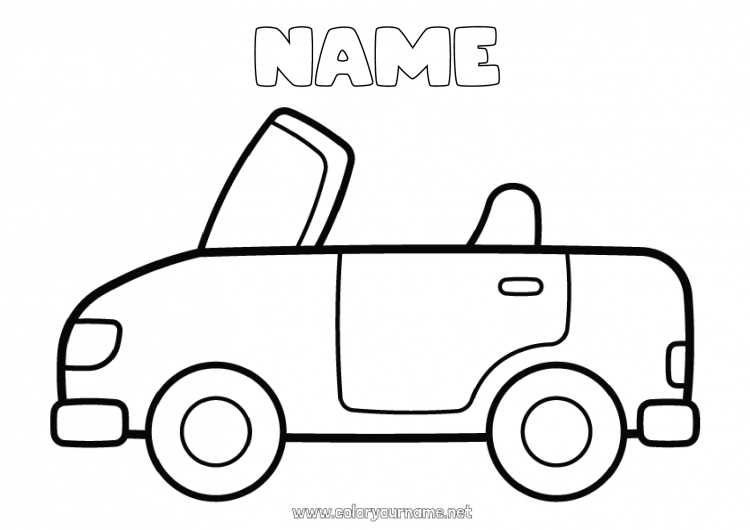 Coloring page to print Vehicles Car Easy coloring pages Cars, vans, and motorhomes