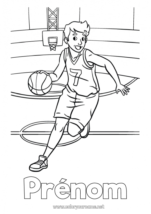 Coloriage à imprimer Sport Garçon Basketball Sports d'équipe