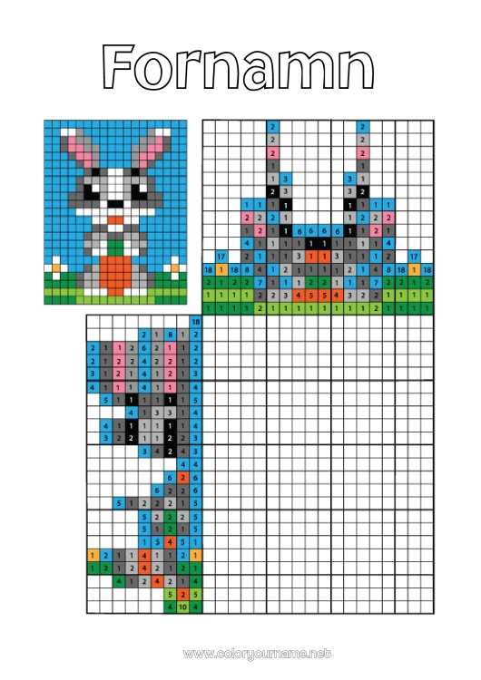 Färgläggningssida att skriva ut Barnaktiviteter Djur Mellannivå färgläggningar Picross nonogram