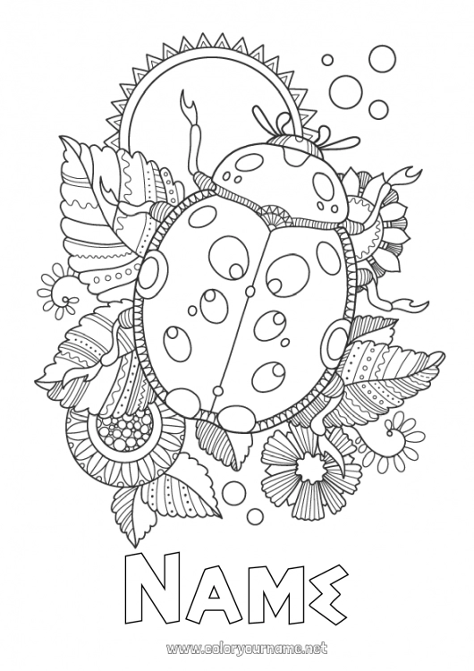 Coloring page to print Sun Animal Egypt Complex coloring pages Insects