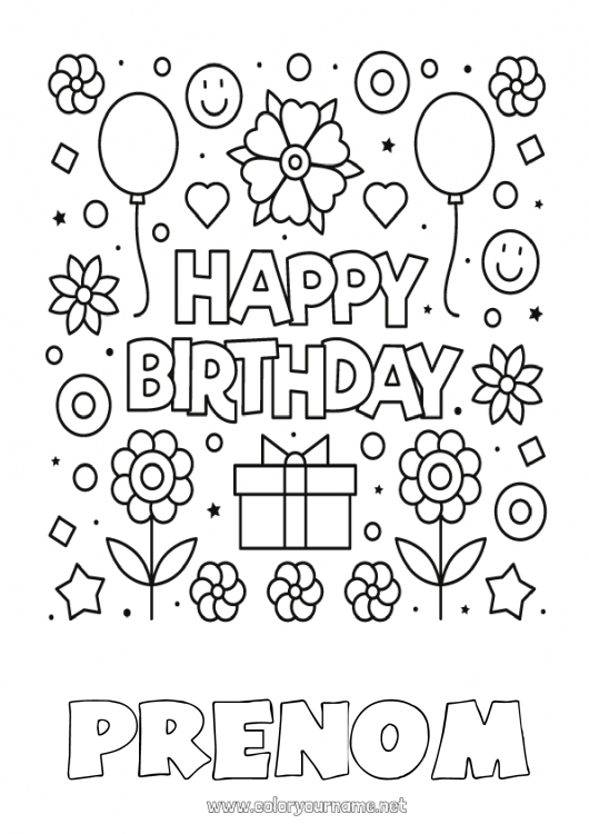 Coloriage à imprimer Fleurs Anniversaire Coloriages faciles