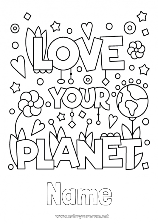 Coloring page to print Earth Earth Day