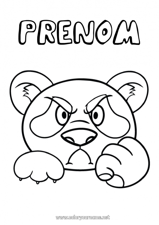 Coloriage à imprimer Animal Panda Coloriages faciles De mauvaise humeur Autres animaux du monde