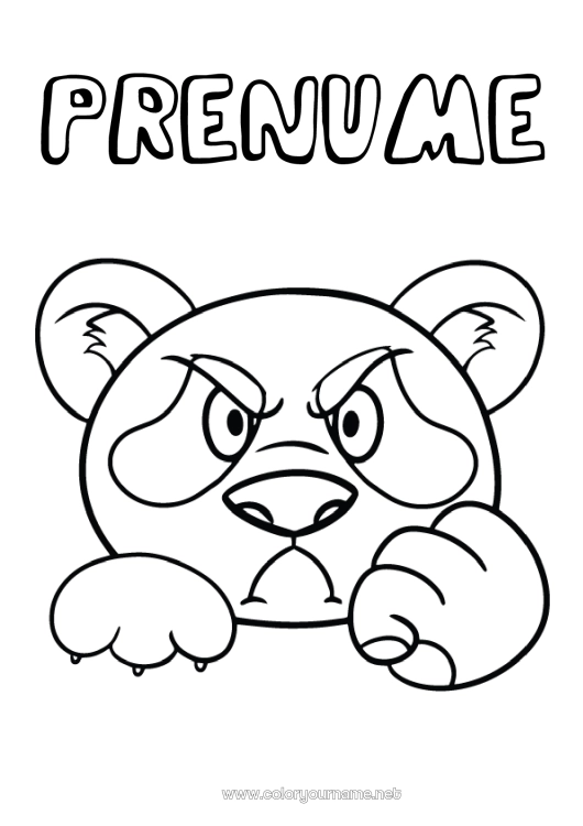 Pagină de colorat de imprimat Animal Panda Desene de colorat ușoare De rău de spirit Alte animale din lume