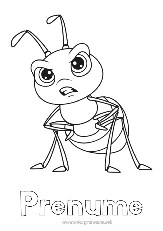 Pagină de colorat de imprimat Animal Furnică Insecte De rău de spirit