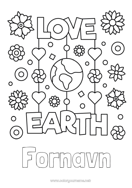 Fargeleggingssiden til utskrift Blomster Jord Jordens dag