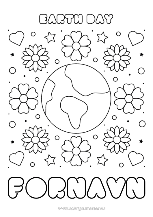 Fargeleggingssiden til utskrift Blomster Enkle fargelegginger Jord Jordens dag