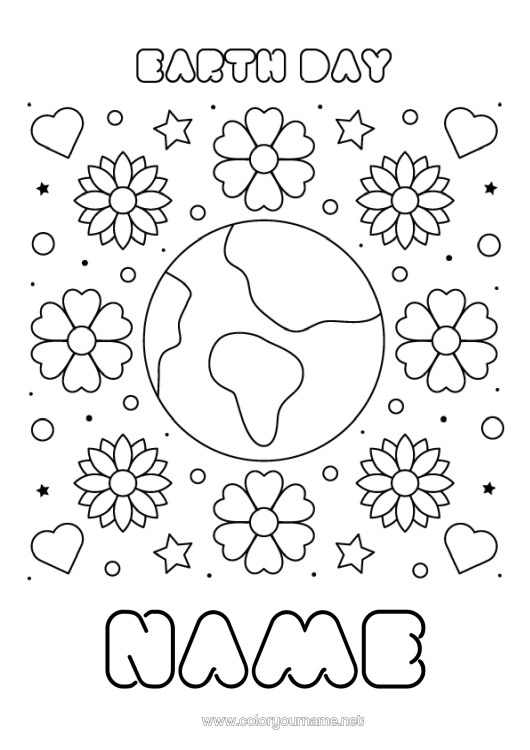 Colouring page to print Flowers Easy Colouring Pages Earth Earth Day