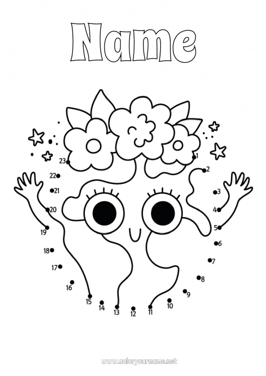 Coloring page to print Cute Kawaii Ecology Children's activities Connect the dots Earth Earth Day