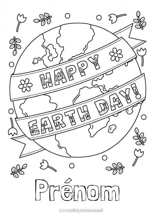 Coloriage à imprimer écologie Terre Jour de la Terre