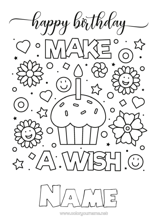 Colouring page to print Cake Birthday