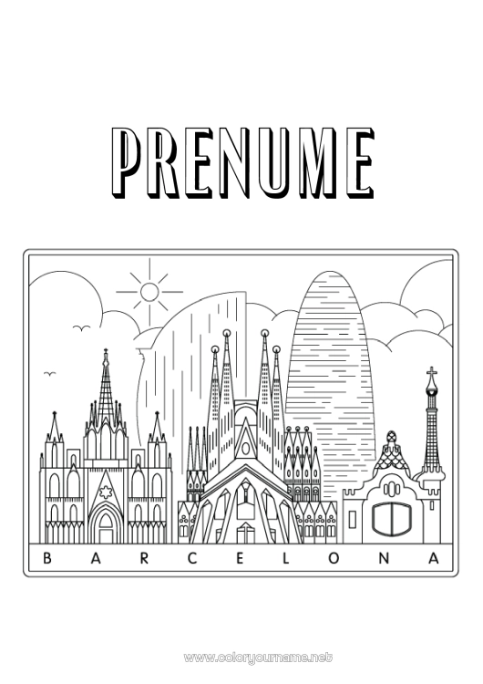 Pagină de colorat de imprimat Spania Barcelone