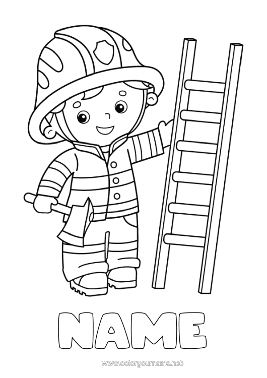 Colouring page to print Firefighter Profession Security Occupations