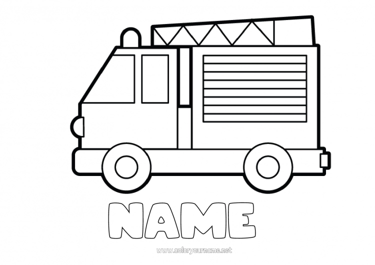 Coloring page to print Vehicles Fireman firefighter Easy coloring pages Fire truck Rescue and Emergency Vehicles Security Professions