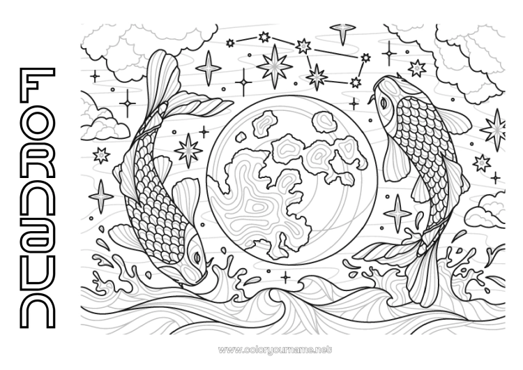 Farvelægningssiden til udskrivning Rolig og zen Mandala Dyr Koi karper Chance Komplekse farvelægninger Jord Havdyr eller vandlevende dyr Jordens Dag