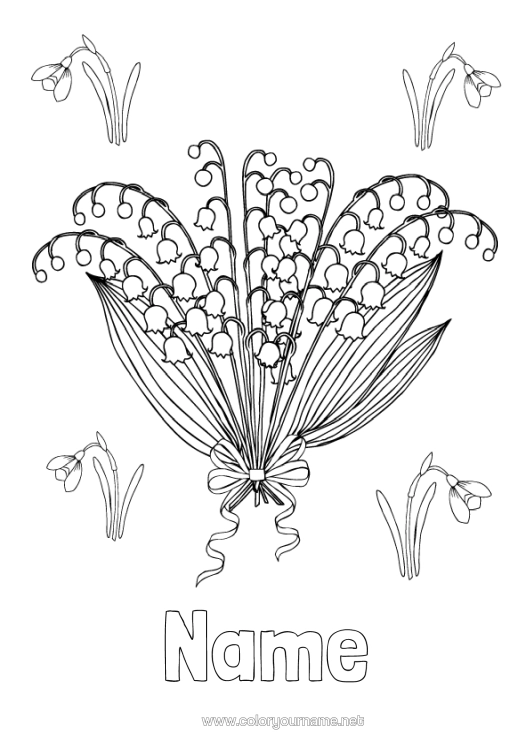 Colouring page to print Flowers Spring Lily Of The Valley 1St May