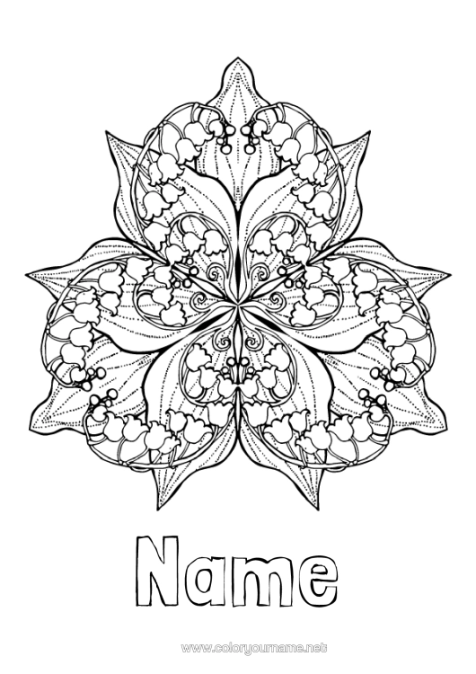 Colouring page to print Flowers Mandala Spring Lily Of The Valley 1St May