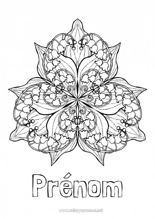 Coloriage à imprimer Fleurs Mandala Printemps Muguet 1er mai