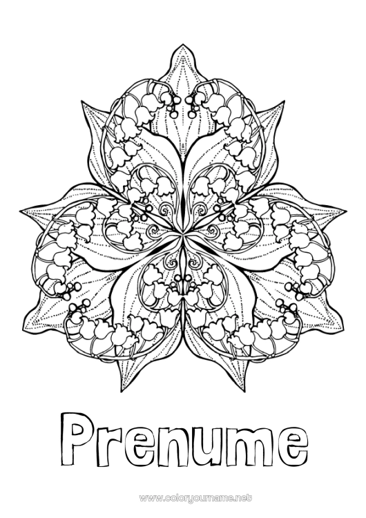 Pagină de colorat de imprimat Flori Mandala Primăvară Lăcrămioare 1 Mai
