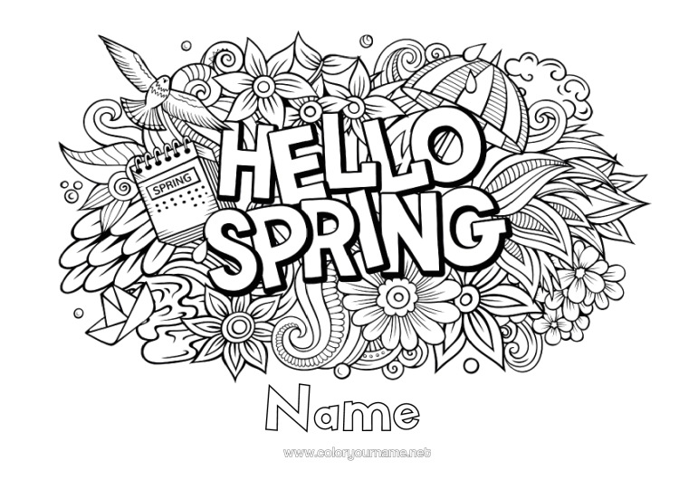 Colouring page to print Spring Symbols