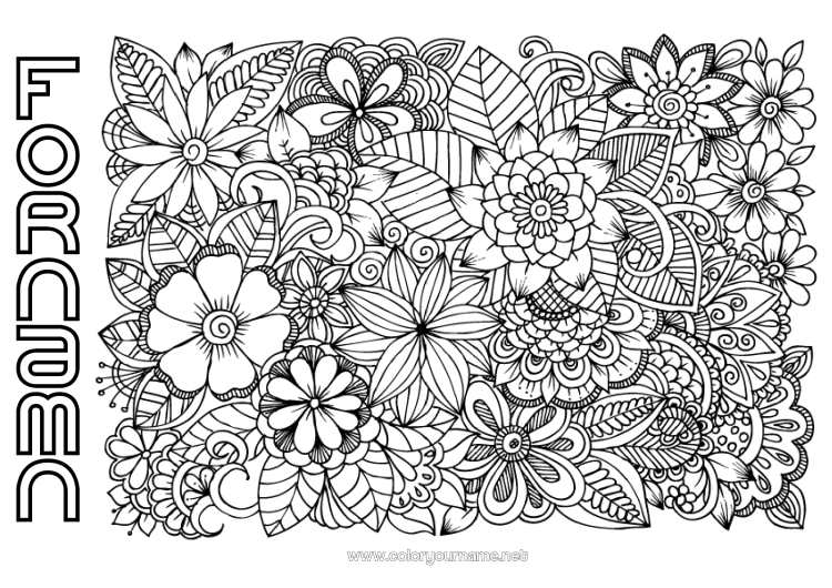 Färgläggningssida att skriva ut Blommor Lugn och zen Mandala Antistress