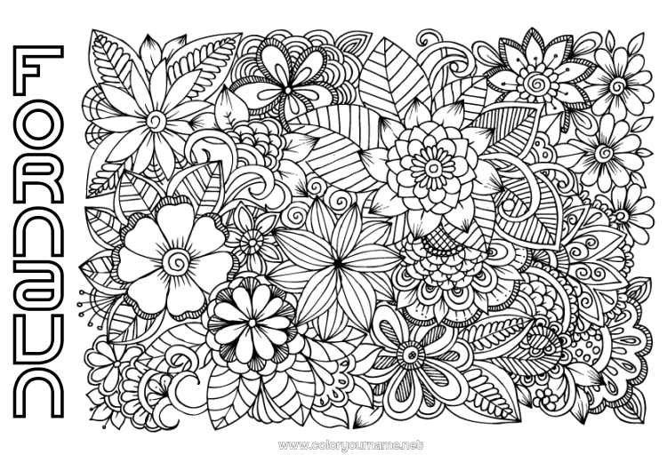 Farvelægningssiden til udskrivning Blomster Rolig og zen Mandala Antistress