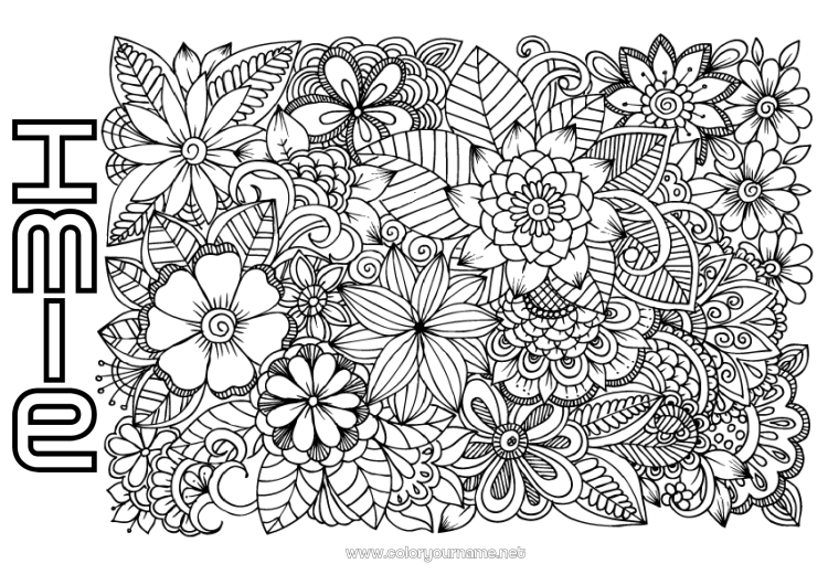 Kolorowanka do wydruku Kwiaty Spokojny i zen Mandala Antystres