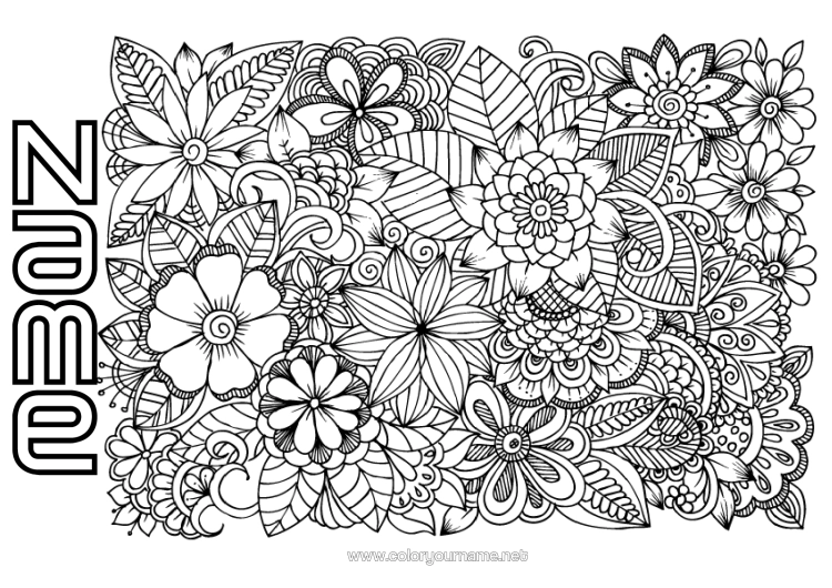 Colouring page to print Flowers Calm And Zen Mandala Anti-Stress