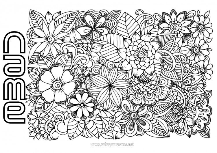 Coloring page to print Flowers Calm and zen Mandala Antistress