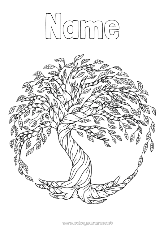 Colouring page to print Tree Symbols