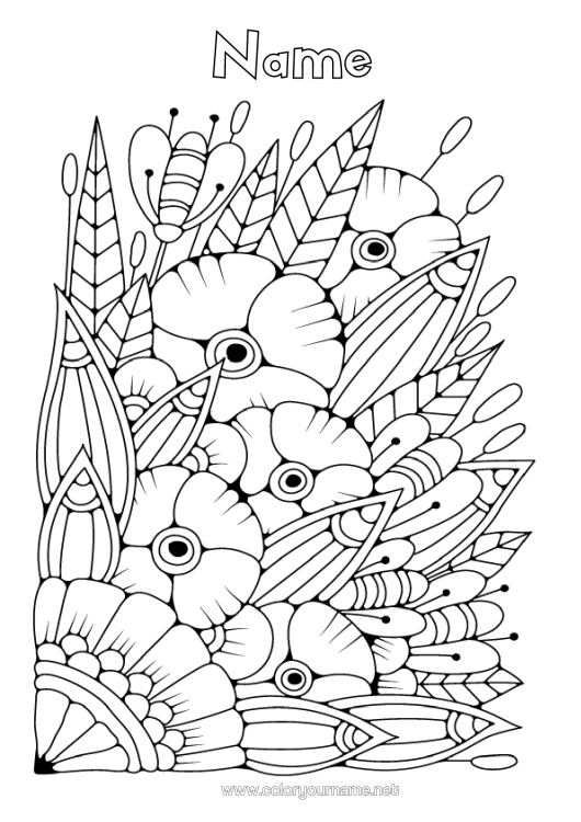 Colouring page to print Flowers Art Anti-Stress