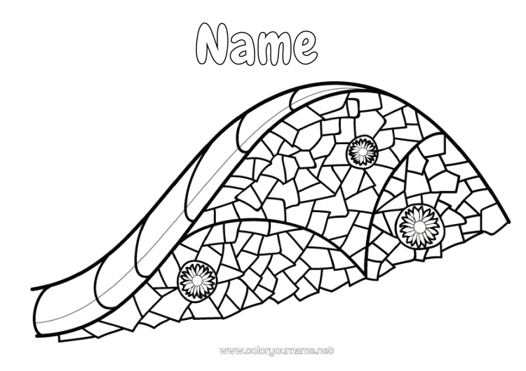 Colouring page to print Spain Mosaics Barcelona