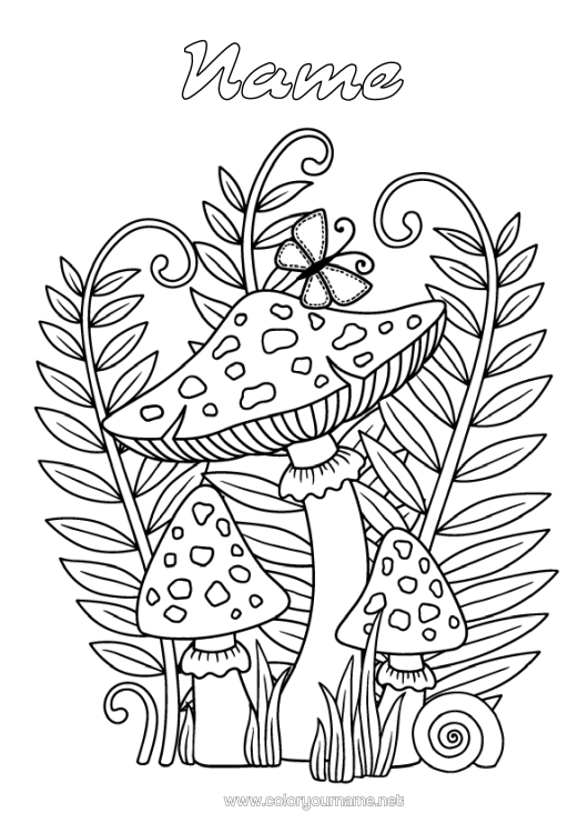 Colouring page to print Autumn Mushroom