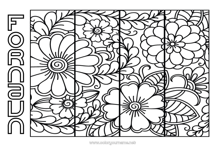 Fargeleggingssiden til utskrift Blomster Bokmerke Anti-stress
