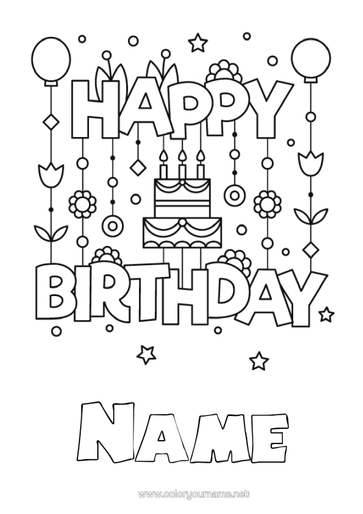 Colouring page to print Cake Birthday