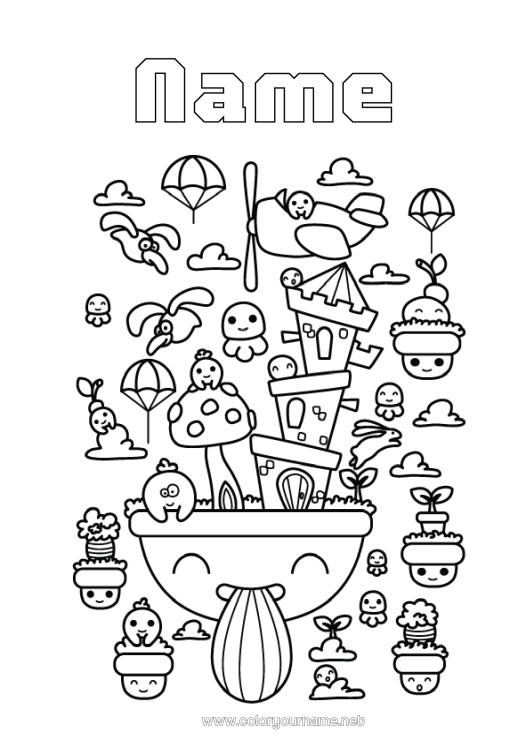 Coloring page to print Kawaii Intermediate coloring pages