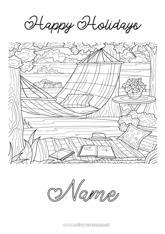 Coloring page to print Holidays Complex coloring pages Hammock