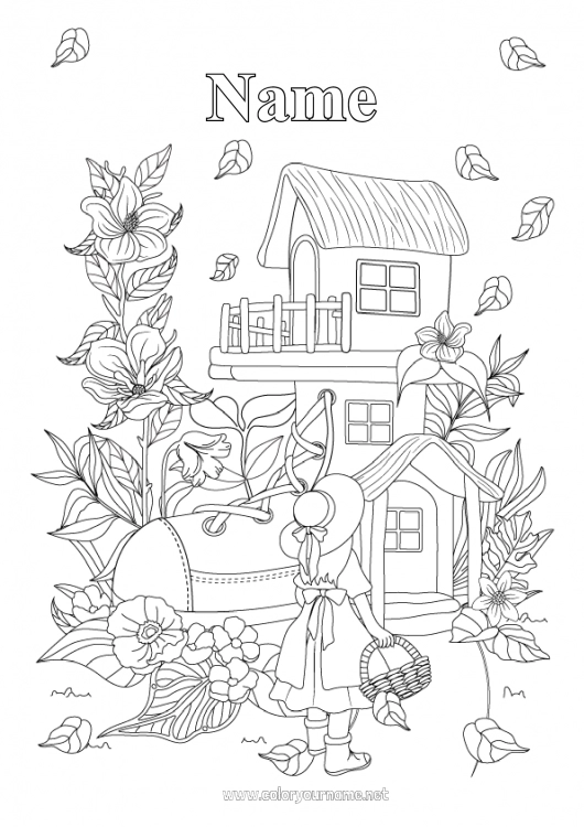 Coloring page to print Autumn Spring Fairy tale House Complex coloring pages