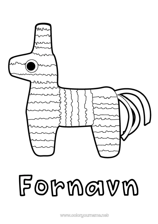 Farvelægningssiden til udskrivning Fødselsdag Nem farvelægning Cinco de Mayo Piñata