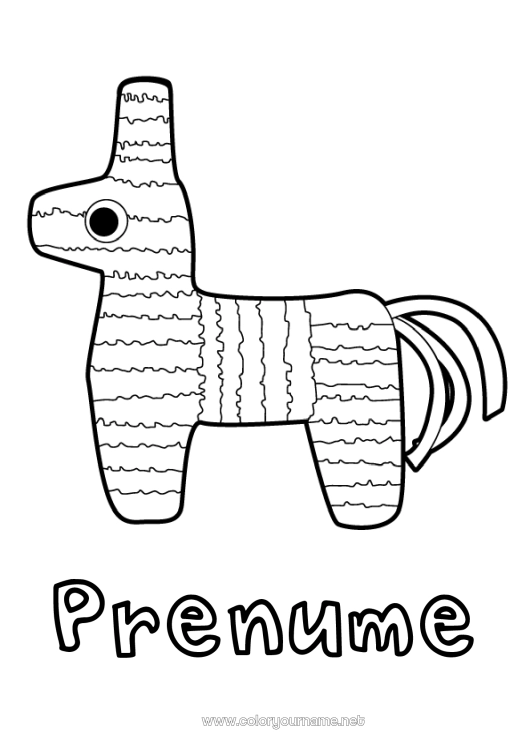 Pagină de colorat de imprimat Aniversare Desene de colorat ușoare Cinco de Mayo Piñata
