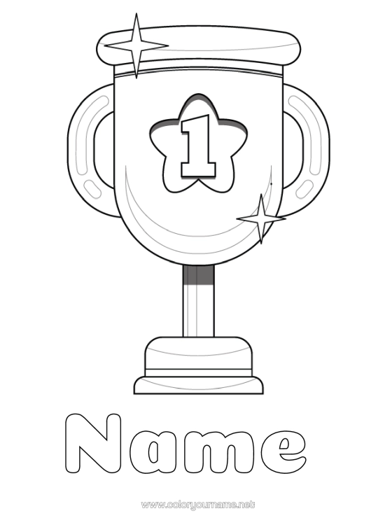 Colouring page to print Sport Cup, Trophy, Medal Competitions And Awards First Place - Winner