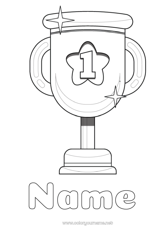 Coloring page to print Cup, trophy, medal Competitions and Rewards